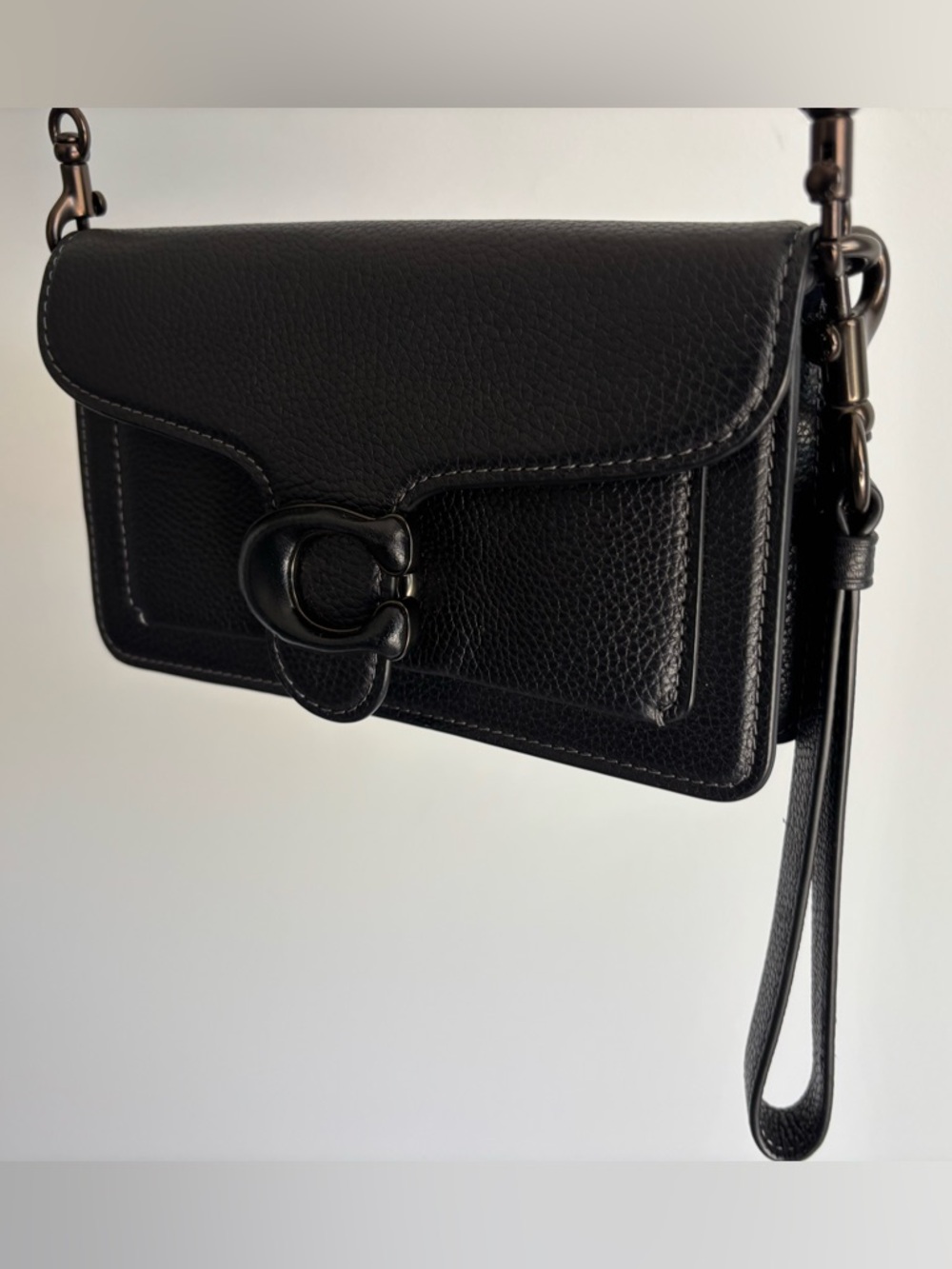 Coach Tabby Chain All-Black Leather Crossbody Bag - Picture 5 of 12